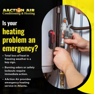 HVAC technician inspecting heating system components for emergency heating repair